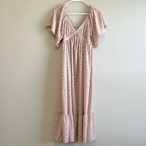 Yura Boutique Floral Short Sleeve Midi Dress